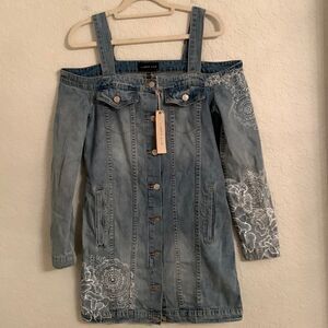 white christmas dresses Mustard Seed Panel Denim Mini Dress – Libby Story main image 0